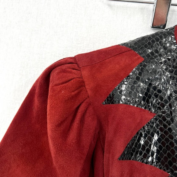 ALEXANDRA AND GAIL Vintage Suede Skirt Suit Set Small 2 Piece Set Burgundy Black - Picture 13 of 16